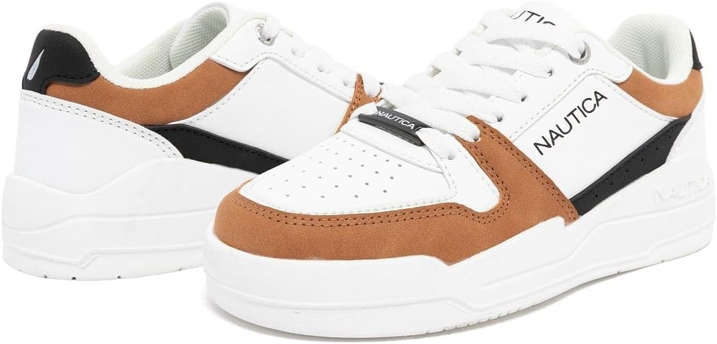 image:imageNautica Youth Athletic Sneakers Comfortable LaceUp Tennis Shoes for Boys and Girls Durable Casual Sport Footwear for School Gym and Daily WearWhite Tan Blackharrold