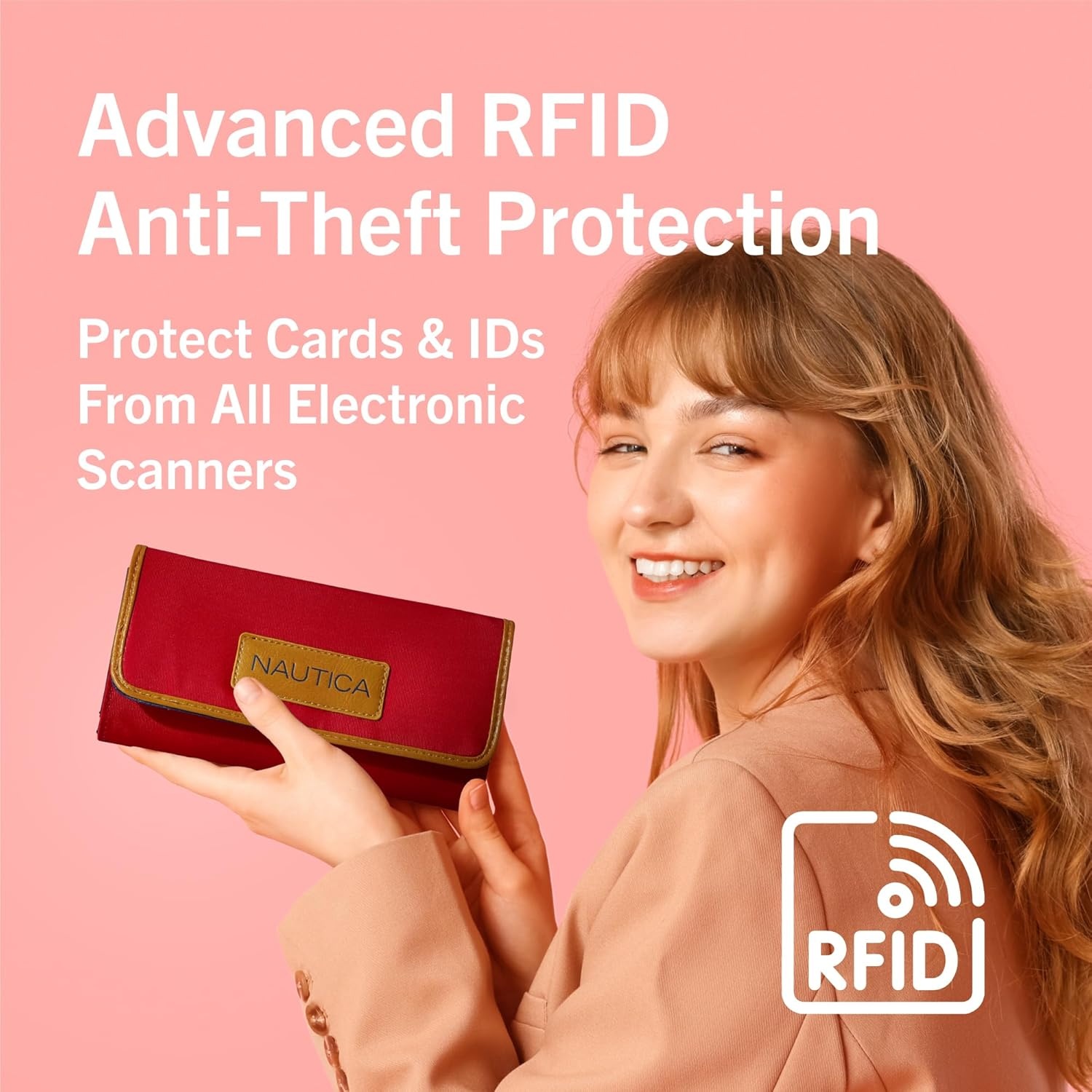 image:imageNautica womens The Perfect Carry All Money Manager Wallet Organizer with RFID Blocking Wallet The Perfect Carry AllFuego Red II