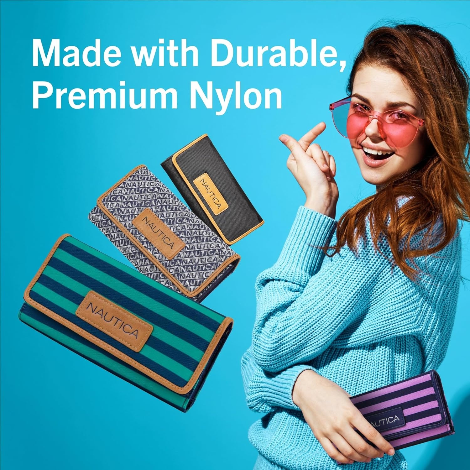 image:imageNautica womens The Perfect Carry All Money Manager Wallet Organizer with RFID Blocking Wallet The Perfect Carry AllIndigo Jacquard
