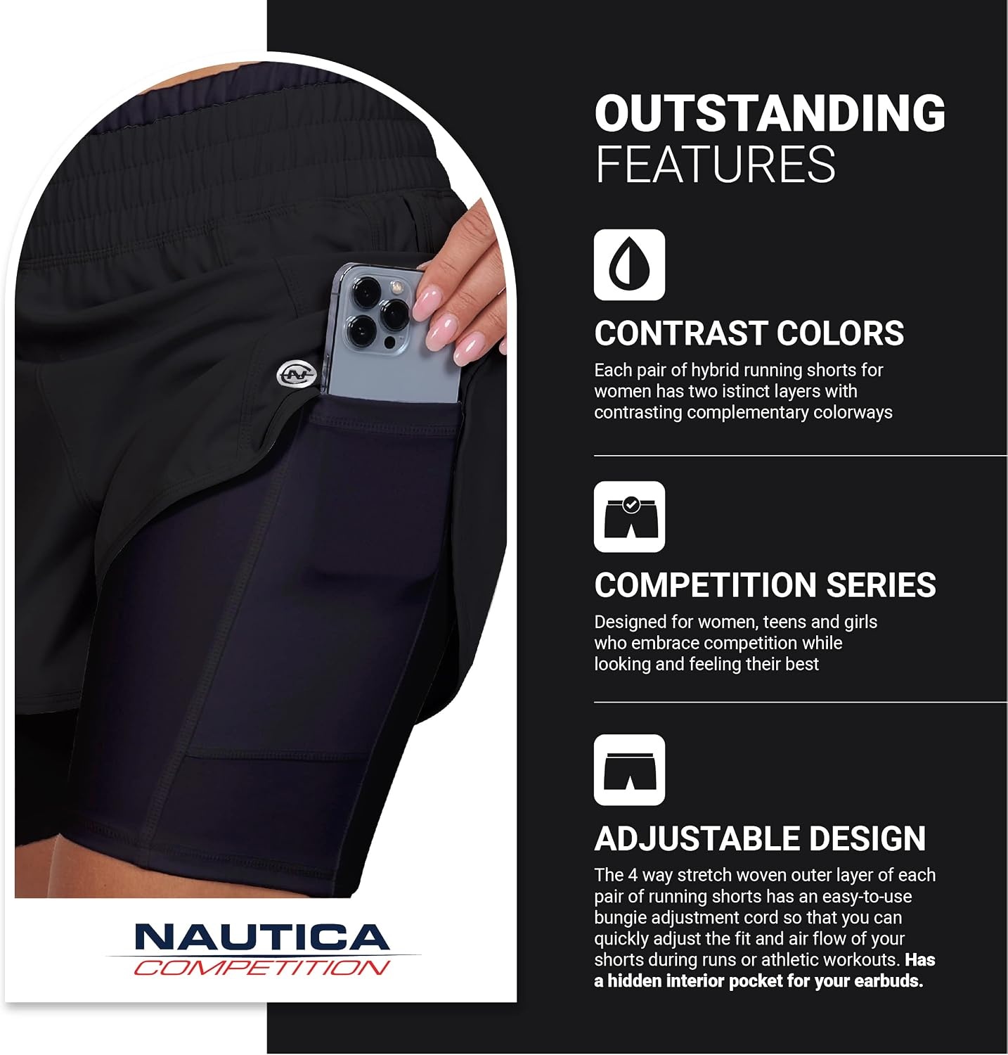 image:imageWomens Running Shorts Elastic High Waisted DryFit Moisture Wicking Performance Workout Athletic Biker Compression PocketBlack Black