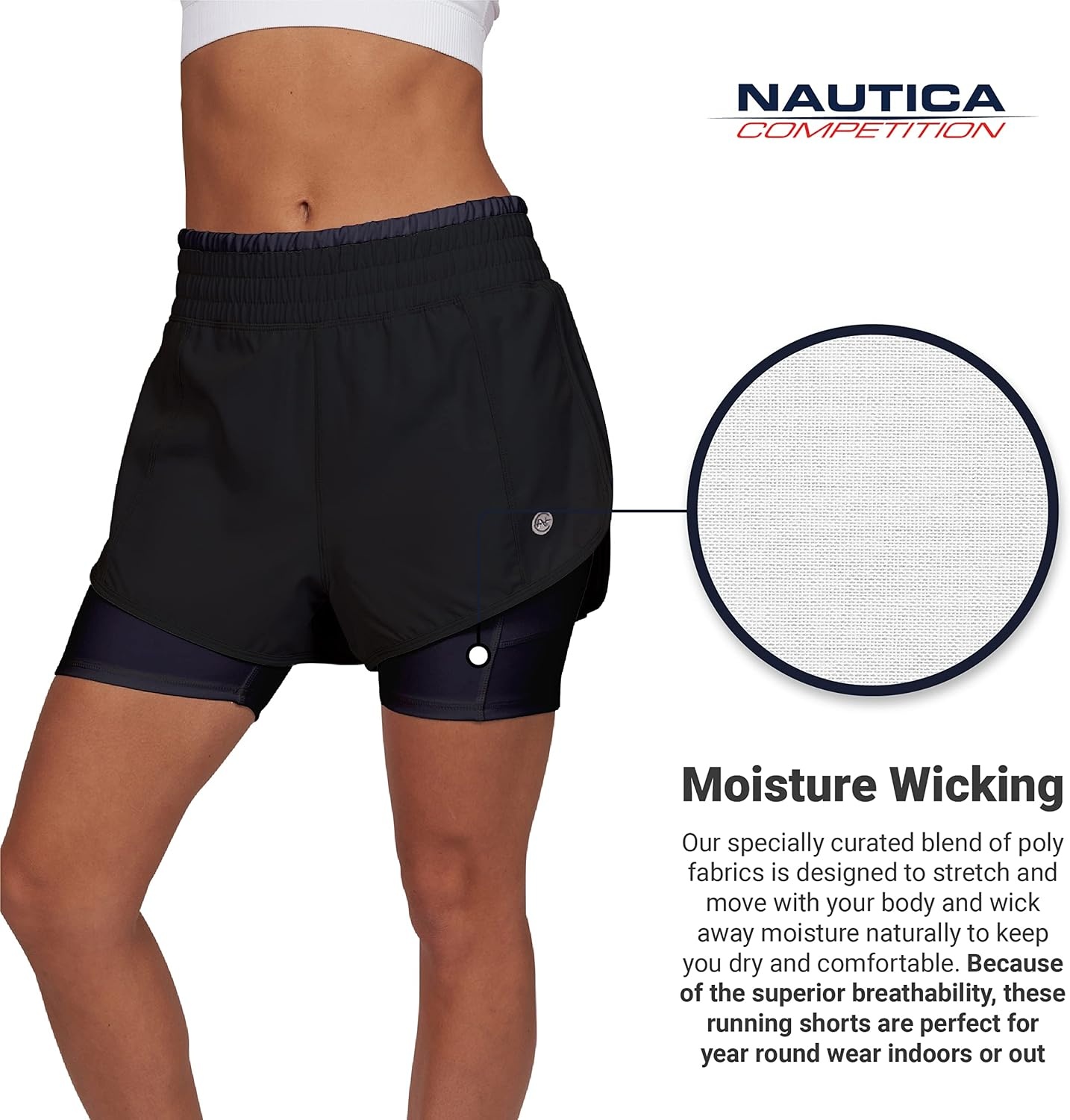 image:imageWomens Running Shorts Elastic High Waisted DryFit Moisture Wicking Performance Workout Athletic Biker Compression PocketBlack Black