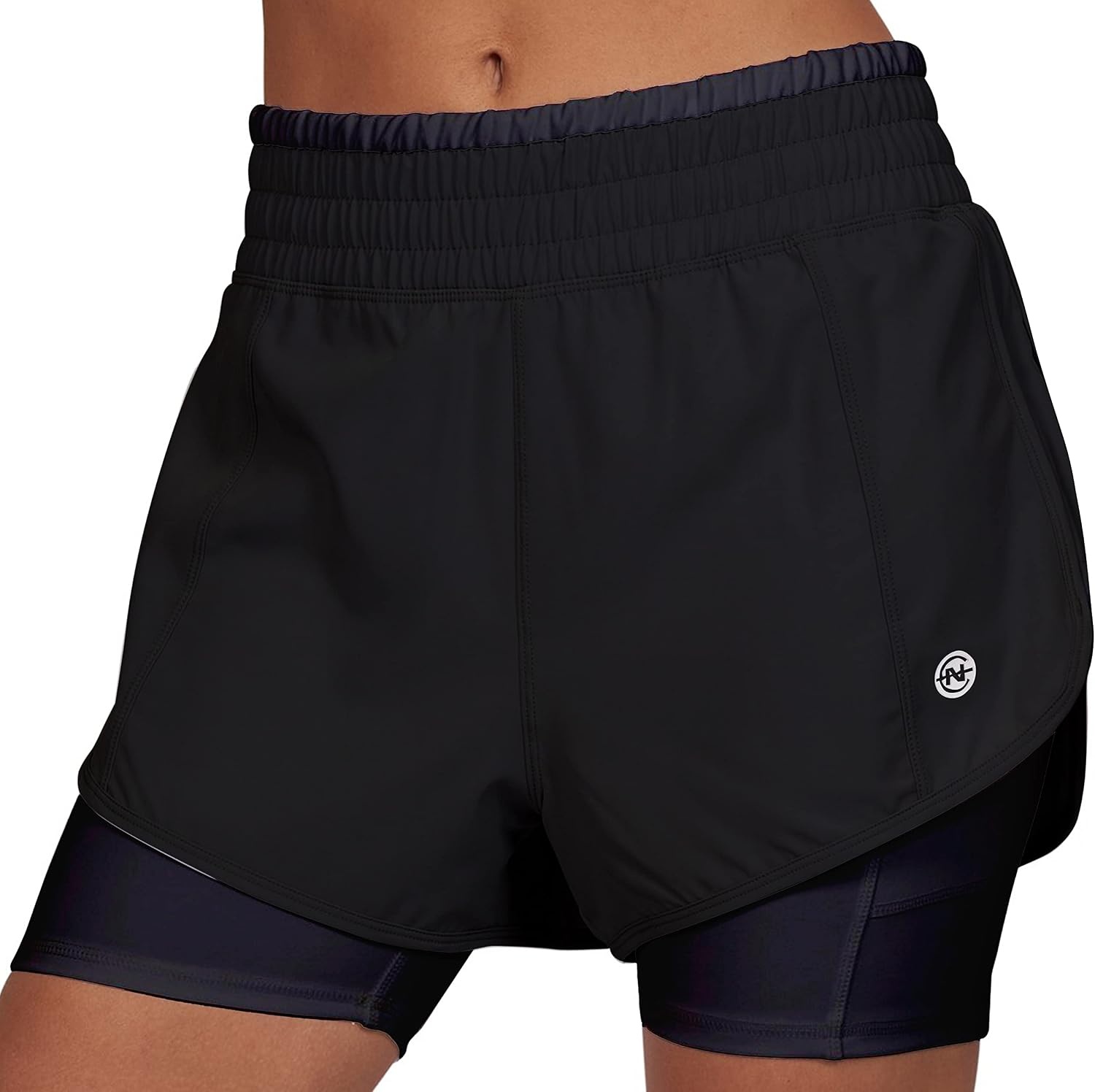 image:imageWomens Running Shorts Elastic High Waisted DryFit Moisture Wicking Performance Workout Athletic Biker Compression PocketBlack Black