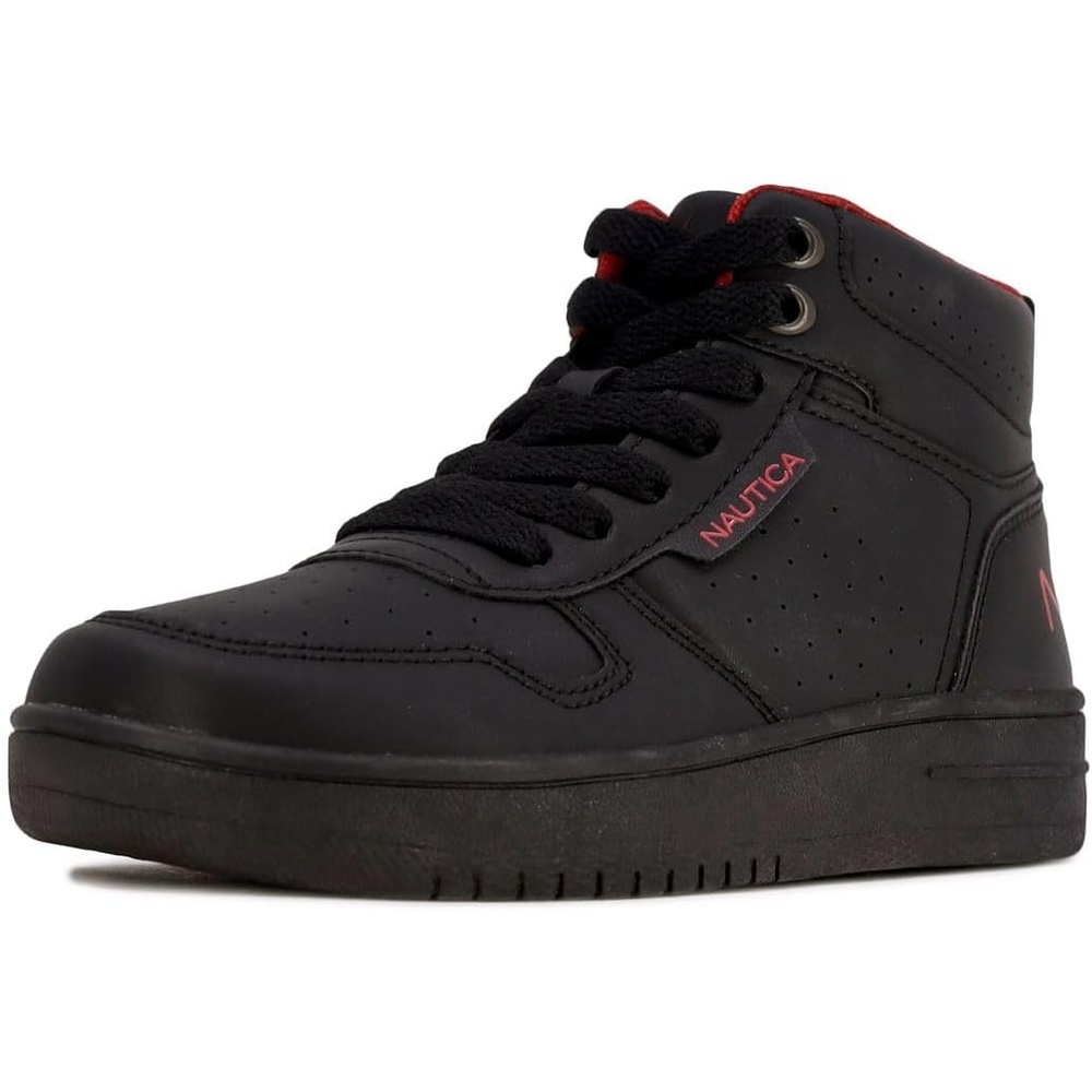 image:imageNAUTICA Kids Boys and Girls High Top Shoe Casual Fashion Basketball Boot Sneakers Big KidLittle Kid Sizes HorizonBlack Mono
