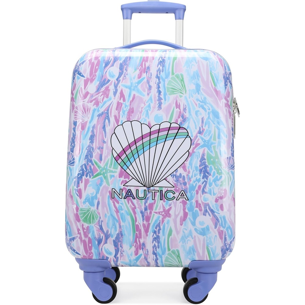 image:imageNAUTICA Kids Luggage 18 Airline Approved Rolling Hardside Upright Carryon Suitcase with Wheels Pirate AhoyPastel Shell