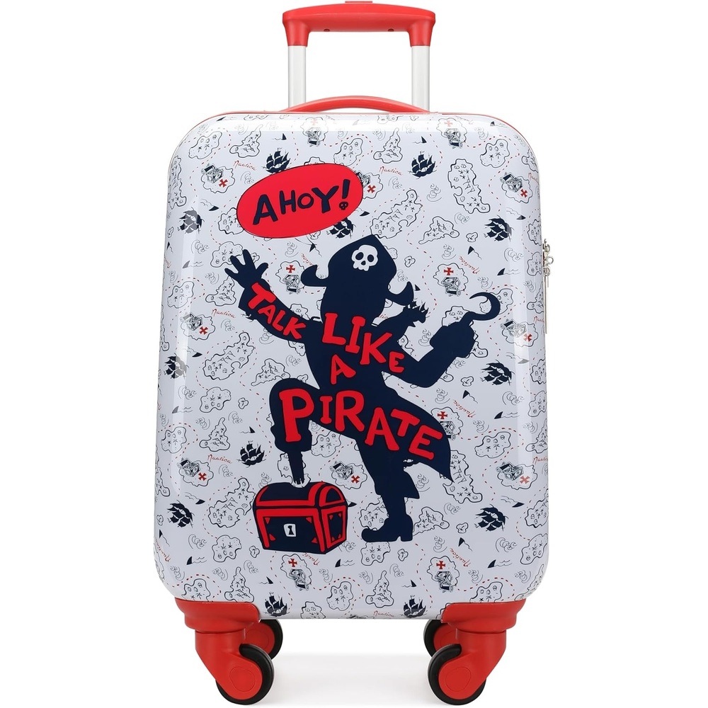 image:imageNAUTICA Kids Luggage 18 Airline Approved Rolling Hardside Upright Carryon Suitcase with Wheels Pirate AhoyPirate Ahoy