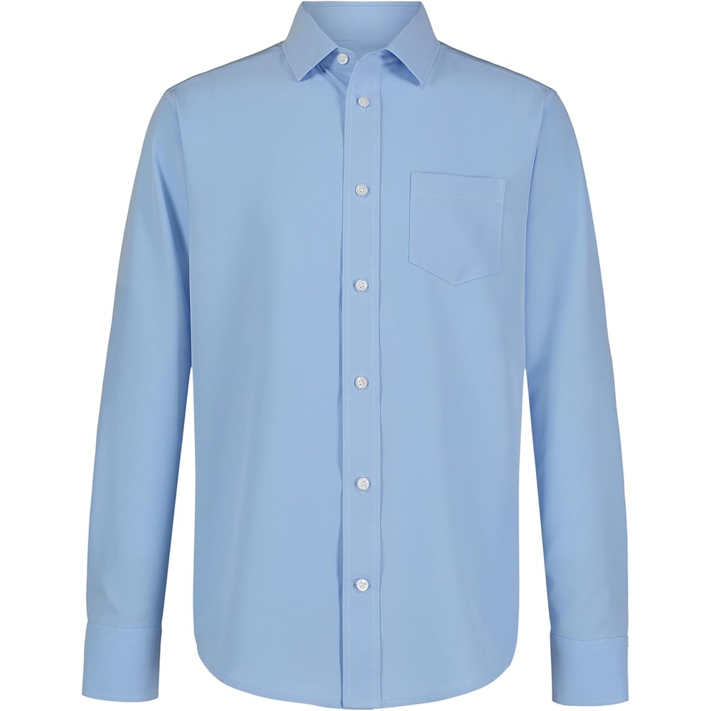 image:imageNautica Big Boys School Uniform Long Sleeve Performance Oxford ButtonDown ShirtOx Blue