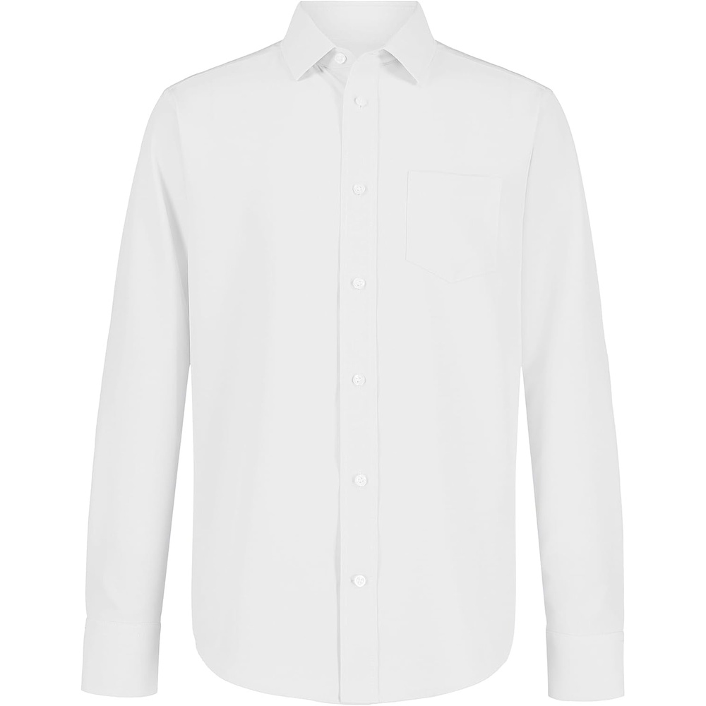 image:imageNautica Big Boys School Uniform Long Sleeve Performance Oxford ButtonDown ShirtWhite