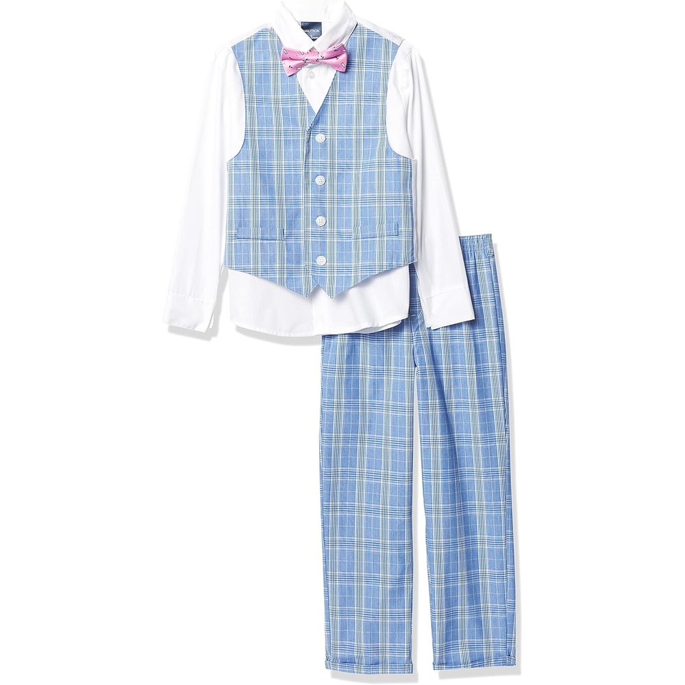 image:imageNautica Boys 4piece Formal Suit Set with Vest Pants Collared Dress Shirt and TieBlue Jean