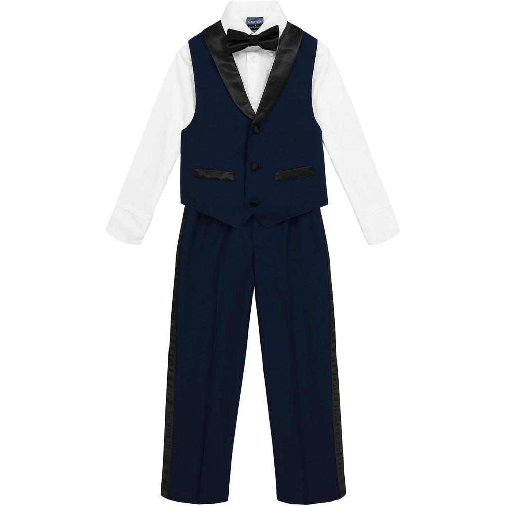 image:imageNautica Boys 4piece Formal Suit Set with Vest Pants Collared Dress Shirt and TieBright Blue Tuxedo
