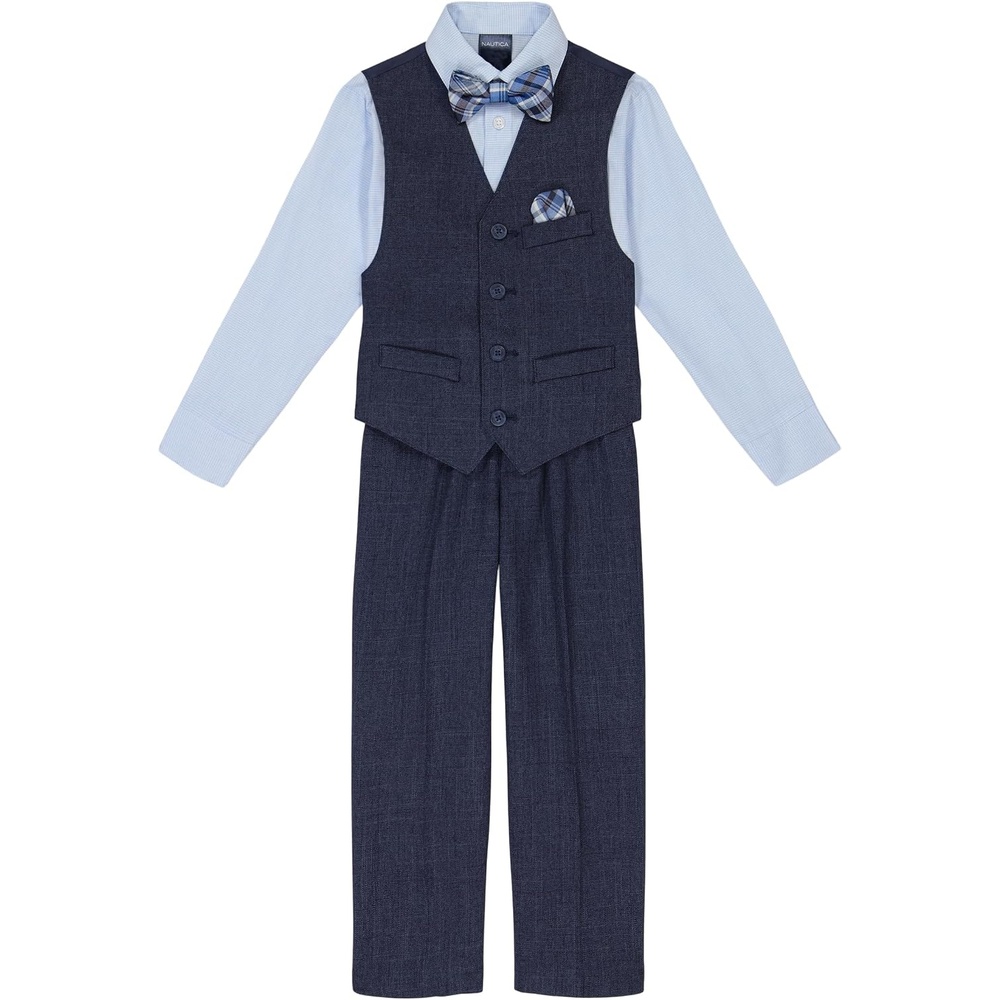 image:imageNautica Boys 4piece Formal Suit Set with Vest Pants Collared Dress Shirt and TieTanzanite Blue