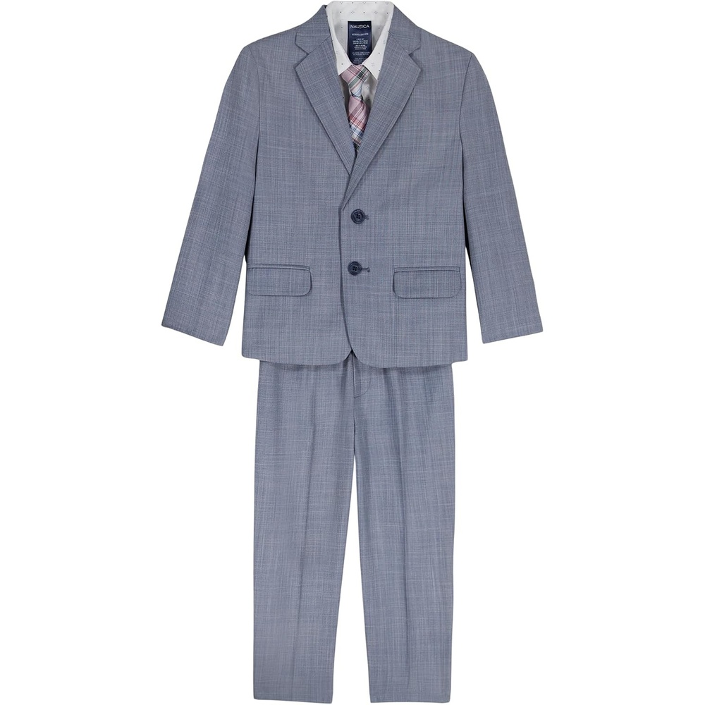 image:imageNautica Boys 4piece Suit Set with Dress Shirt Tie Jacket and PantsBlue Sharkskin