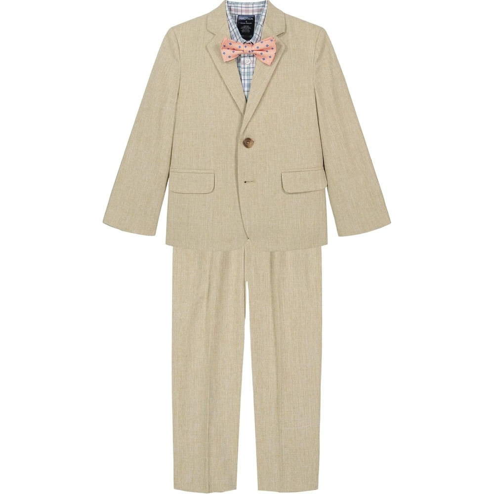 image:imageNautica Boys 4piece Suit Set with Dress Shirt Tie Jacket and PantsKhaki