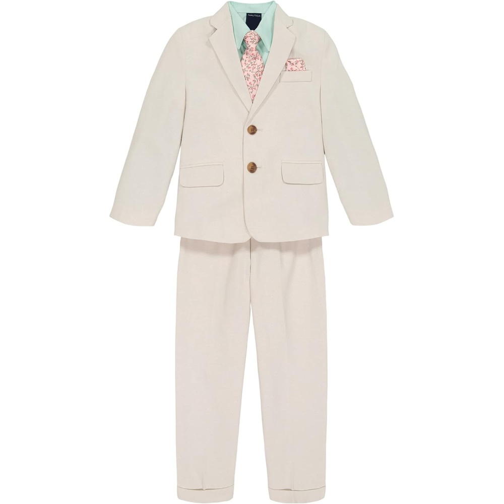 image:imageNautica Boys 4piece Suit Set with Dress Shirt Tie Jacket and PantsSilvered Birch Linen