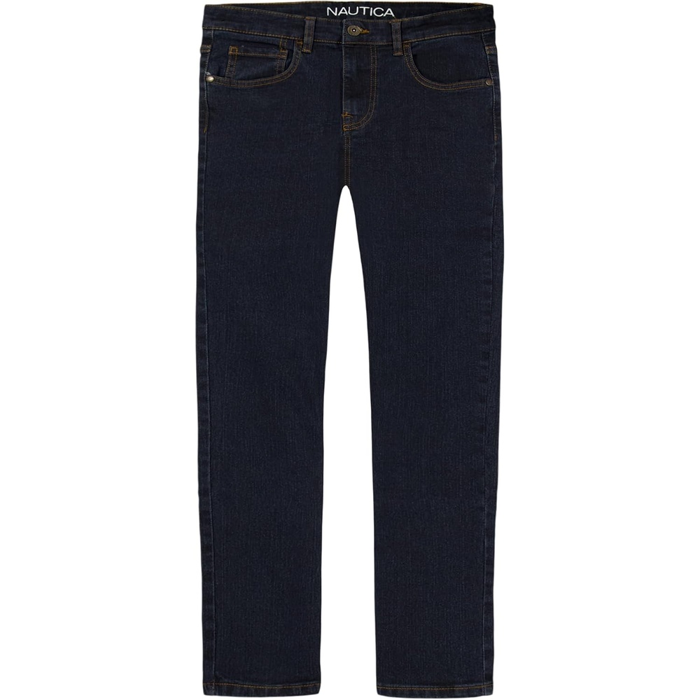 image:imageNautica Boys Classic Fit Straight Leg Denim Jeans 5Pocket Style Zipper Fly amp Button ClosureNavy Rinse