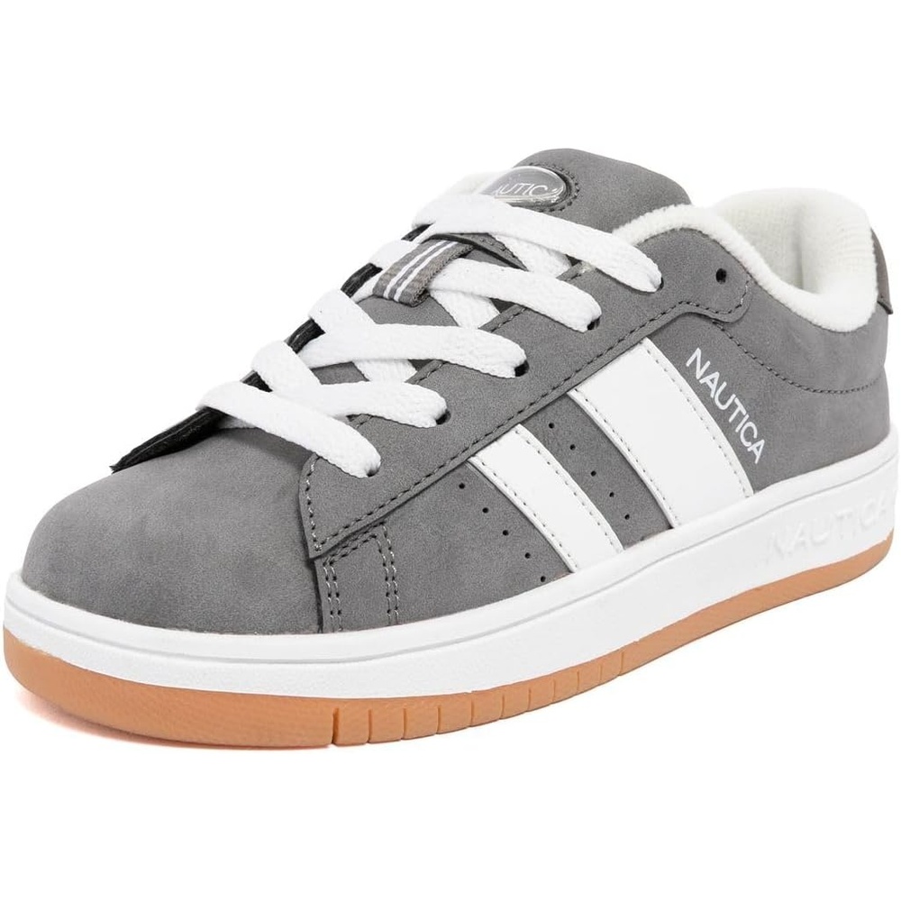 image:imageNautica Boys Girls Casual Fashion Shoes Comfortable Soccer Classic Walking Tennis Sneakers for Kids Breathable Lightweight amp Flexible Lace UpBungeeGrey Whitescottford