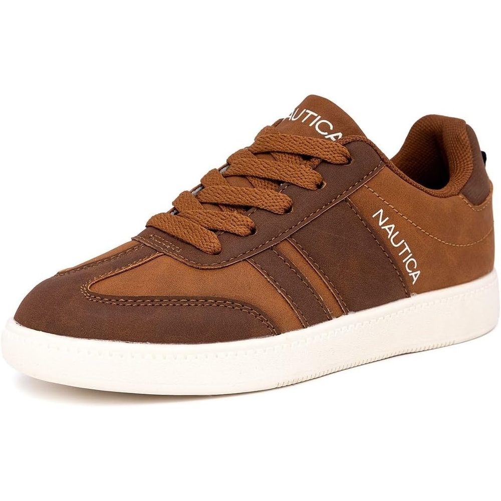 image:imageNautica Boys Girls Casual Fashion Shoes Comfortable Soccer Classic Walking Tennis Sneakers for Kids Breathable Lightweight amp Flexible Lace UpBungeeChocolate