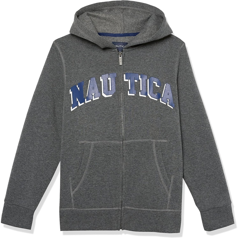 image:imageNautica Boys Long Sleeve Fleece Full Zip Hoodie Comfortable Relaxed FitGrey