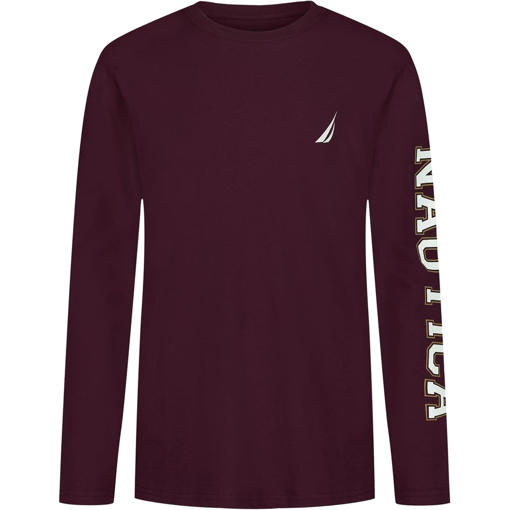 image:imageNautica Boys Long Sleeve Screen Print Graphic TShirtBold Tawny Port