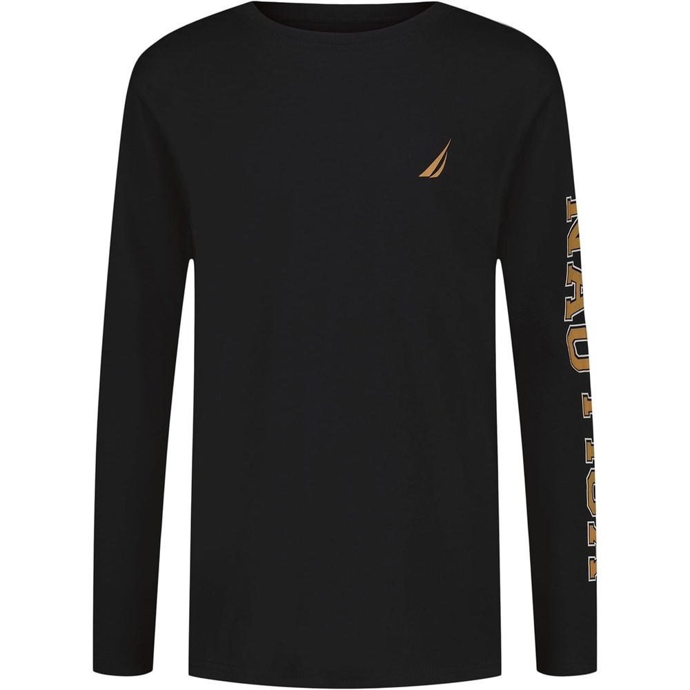 image:imageNautica Boys Long Sleeve Screen Print Graphic TShirtBold True Black