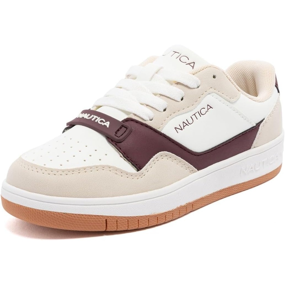 image:imageNautica Boys LowTop Sneakers Basketball Tennis Shoes for Kids Outdoor School Running Shoes Sizes for Big KidLittle KidWhite Burgundy