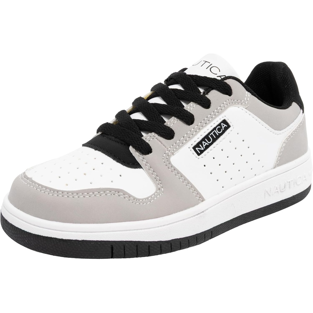 image:imageNautica Boys LowTop Sneakers Basketball Tennis Shoes for Kids Outdoor School Running Shoes Sizes for Big KidLittle KidWhite Grey Black