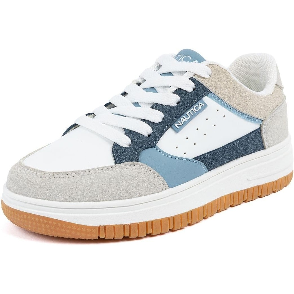image:imageNautica Boys LowTop Sneakers Basketball Tennis Shoes for Kids Outdoor School Running Shoes Sizes for Big KidLittle KidWhite Navy Island