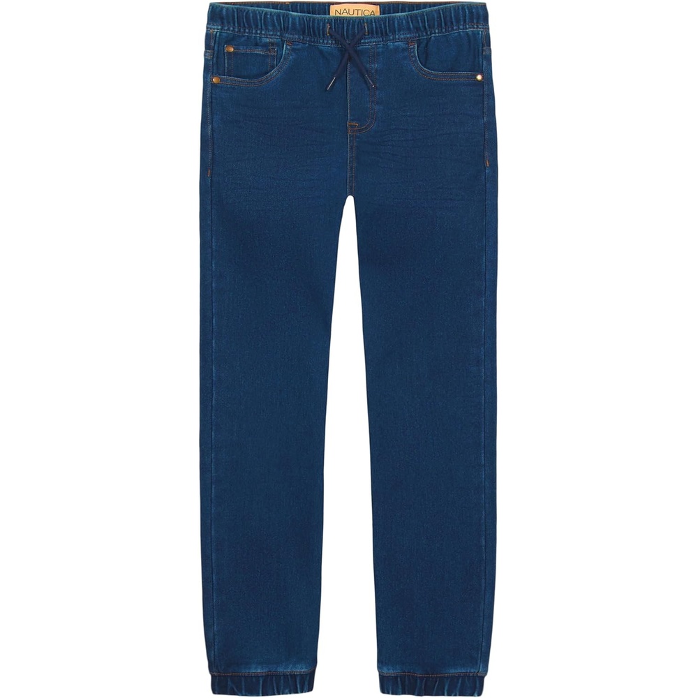 image:imageNautica Boys Pullon Stretch Denim JoggerStyle Jeans 5Pocket Style amp Drawstring ClosureMedium Blue