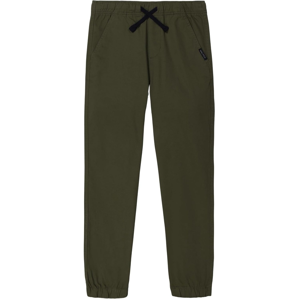 image:imageNautica Boys Pullon Twill Jogger Pant Drawstring ClosureDusty Olive