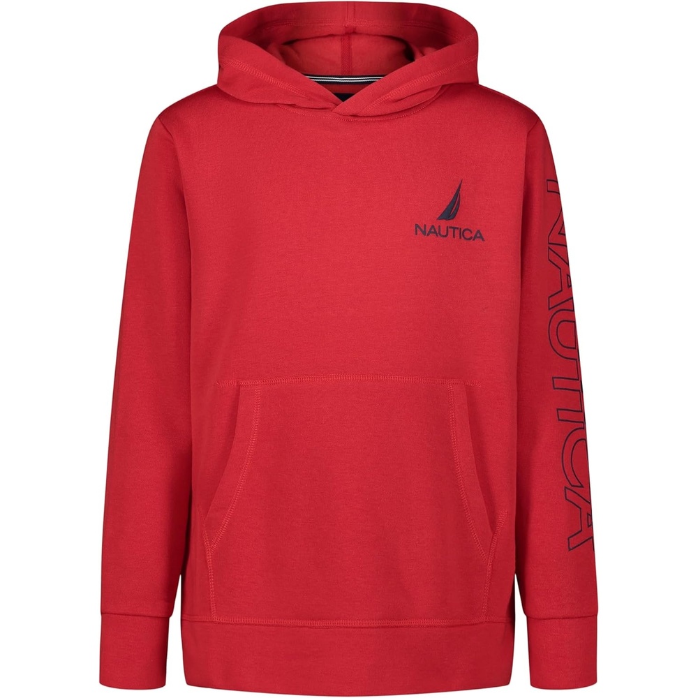 image:imageNautica Boys Pullover Fleece Hoodie SweatshirtCarmine Sleeve Hit