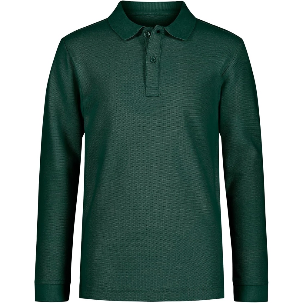 image:imageNautica Boys School Uniform Long Sleeve Polo Shirt Button Closure Comfortable Breathable FabricHunter
