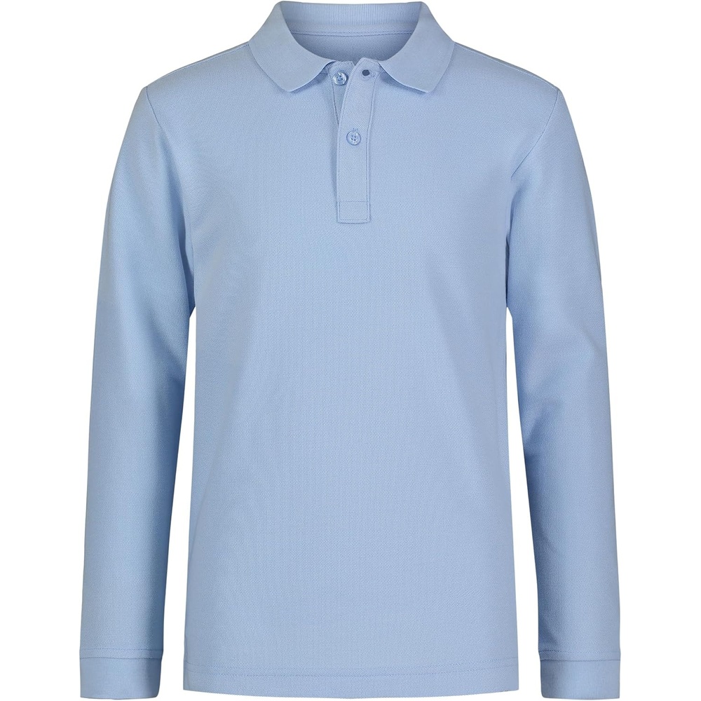 image:imageNautica Boys School Uniform Long Sleeve Polo Shirt Button Closure Comfortable Breathable FabricLight Blue