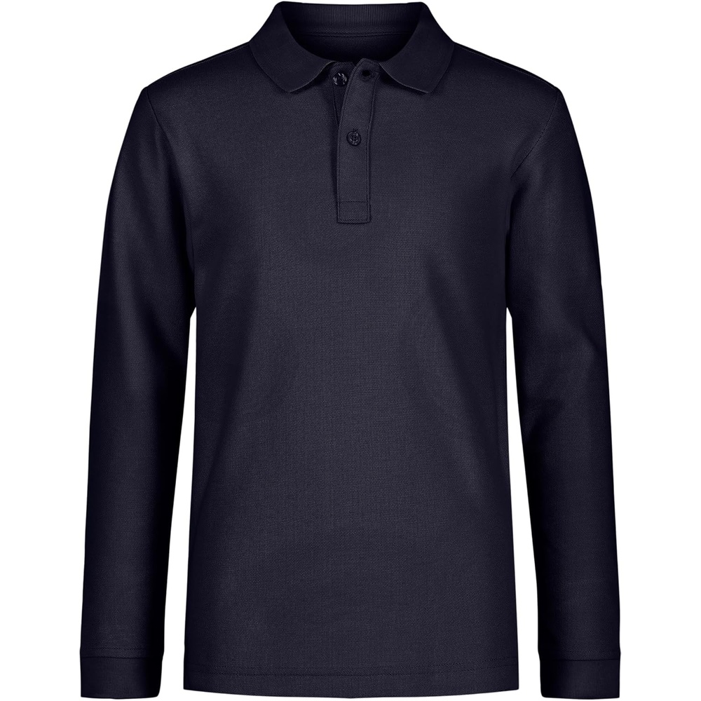 image:imageNautica Boys School Uniform Long Sleeve Polo Shirt Button Closure Comfortable Breathable FabricNavy