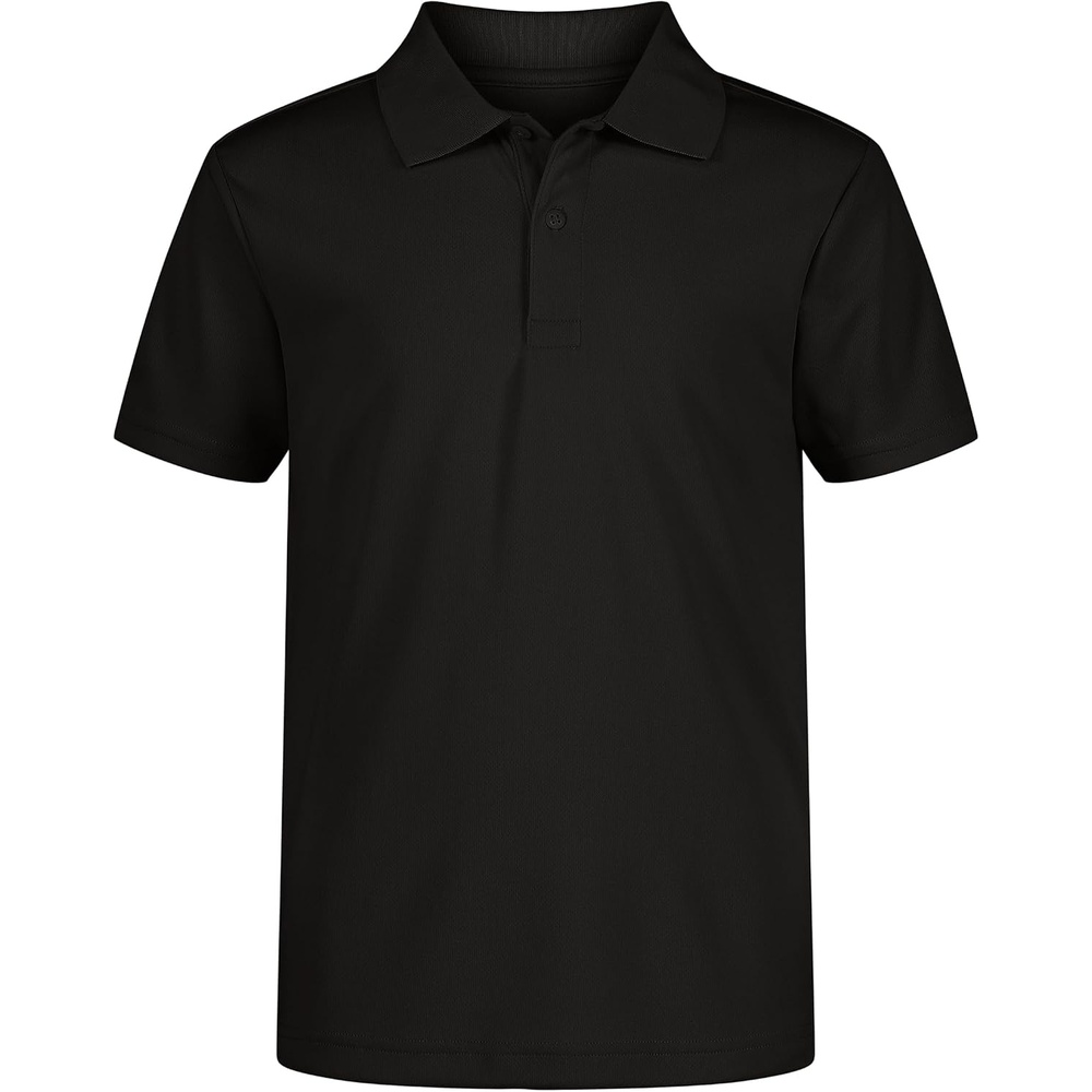 image:imageNautica Boys School Uniform Short Sleeve Polo Shirt Button Closure Moisture Wicking Performance MaterialBlack