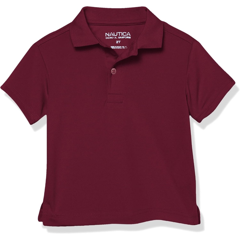 image:imageNautica Boys School Uniform Short Sleeve Polo Shirt Button Closure Moisture Wicking Performance MaterialBurgundy 601