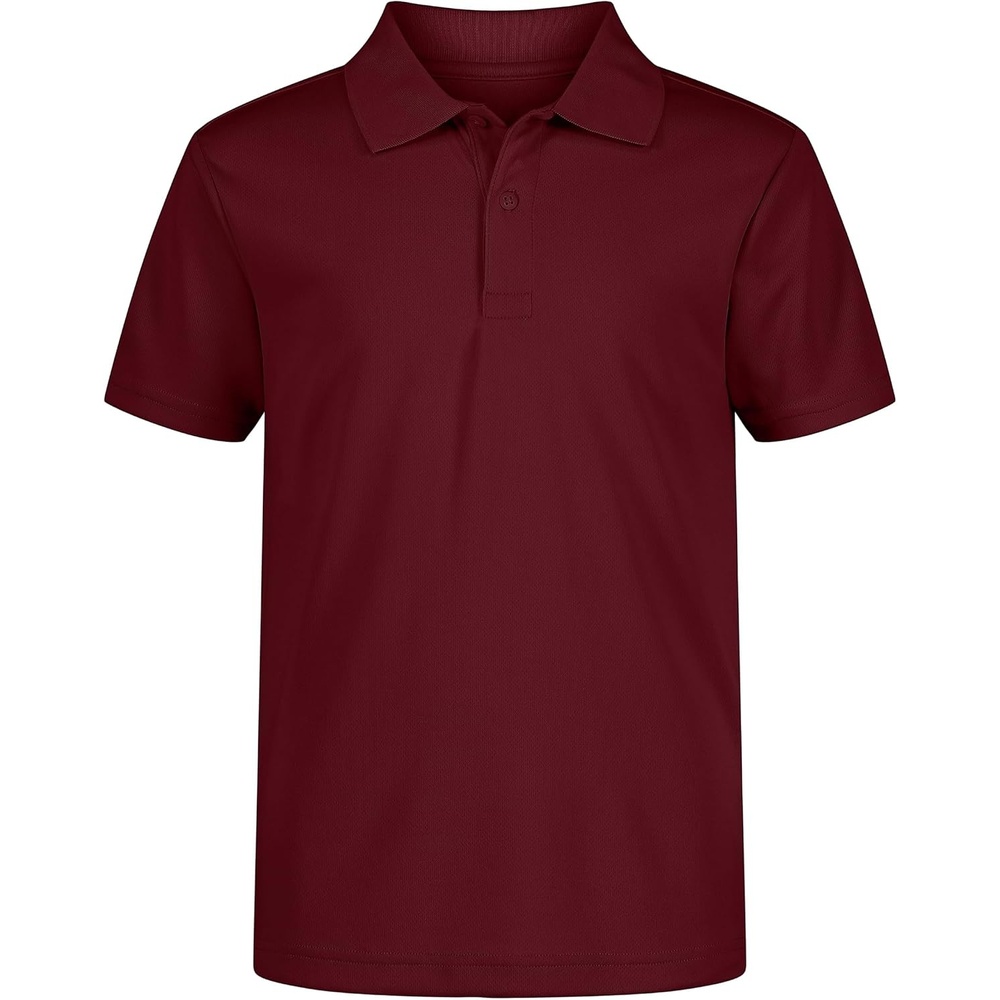 image:imageNautica Boys School Uniform Short Sleeve Polo Shirt Button Closure Moisture Wicking Performance MaterialBurgundy