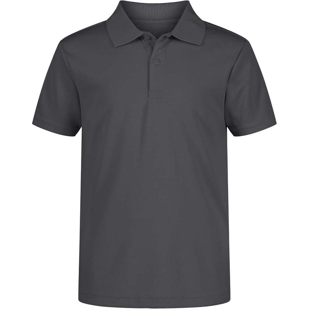 image:imageNautica Boys School Uniform Short Sleeve Polo Shirt Button Closure Moisture Wicking Performance MaterialCharcoal