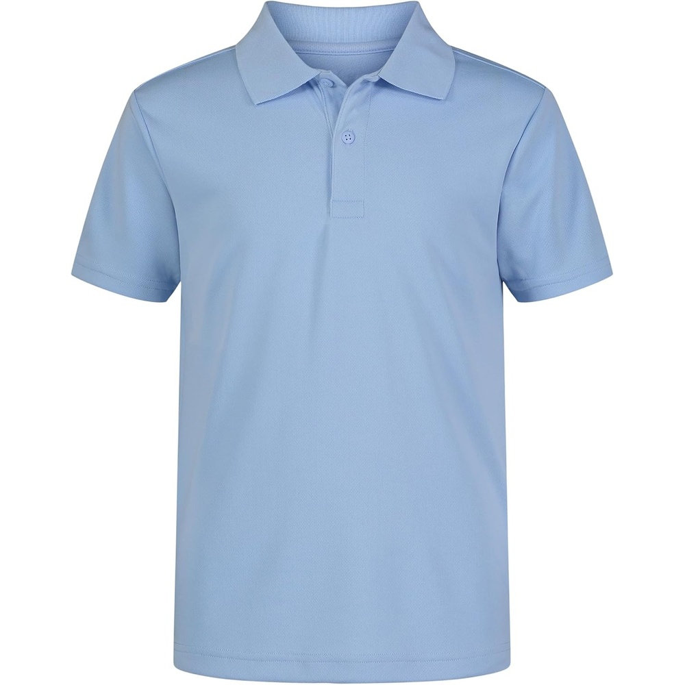 image:imageNautica Boys School Uniform Short Sleeve Polo Shirt Button Closure Moisture Wicking Performance MaterialLight Blue
