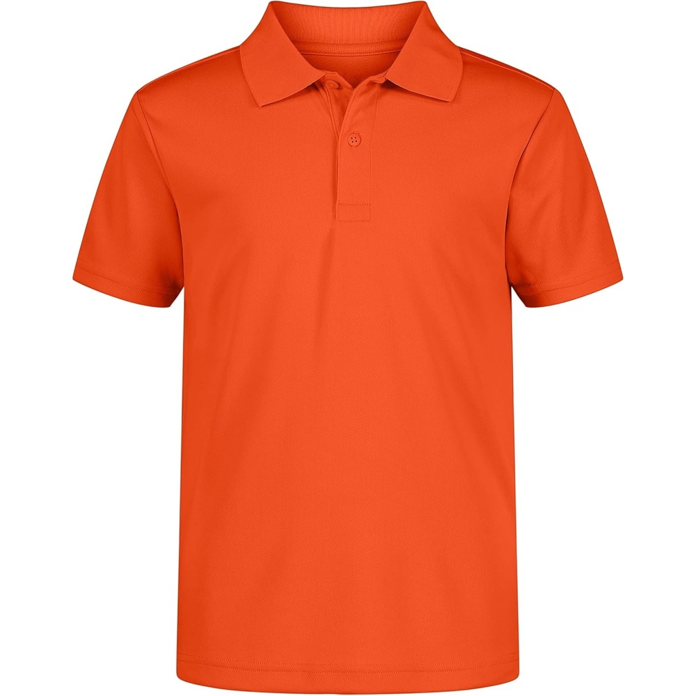 image:imageNautica Boys School Uniform Short Sleeve Polo Shirt Button Closure Moisture Wicking Performance MaterialOrange
