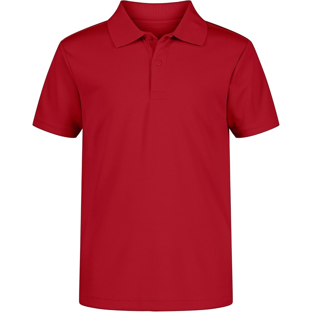 image:imageNautica Boys School Uniform Short Sleeve Polo Shirt Button Closure Moisture Wicking Performance MaterialRed