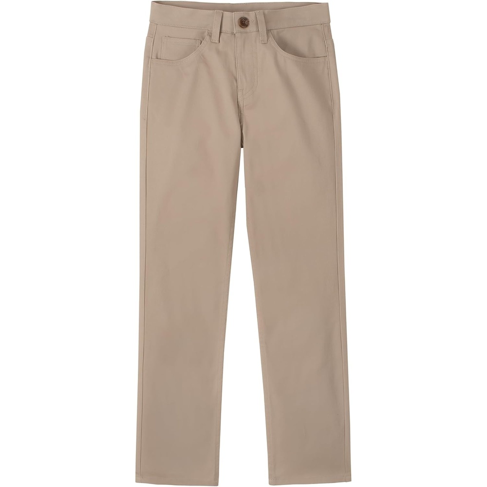 image:imageNautica Boys School Uniform Twill Chino Pants Flat Front Comfortable Waistband with Zip Closure amp StretchKhaki 5pocket