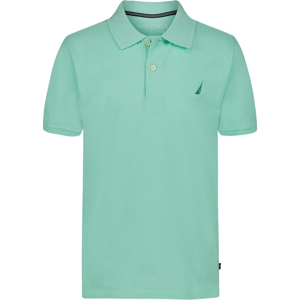 image:imageNautica Boys Short Sleeve Anchor Polo Button Closure Soft amp Comfortable Pique FabricBeach Glass
