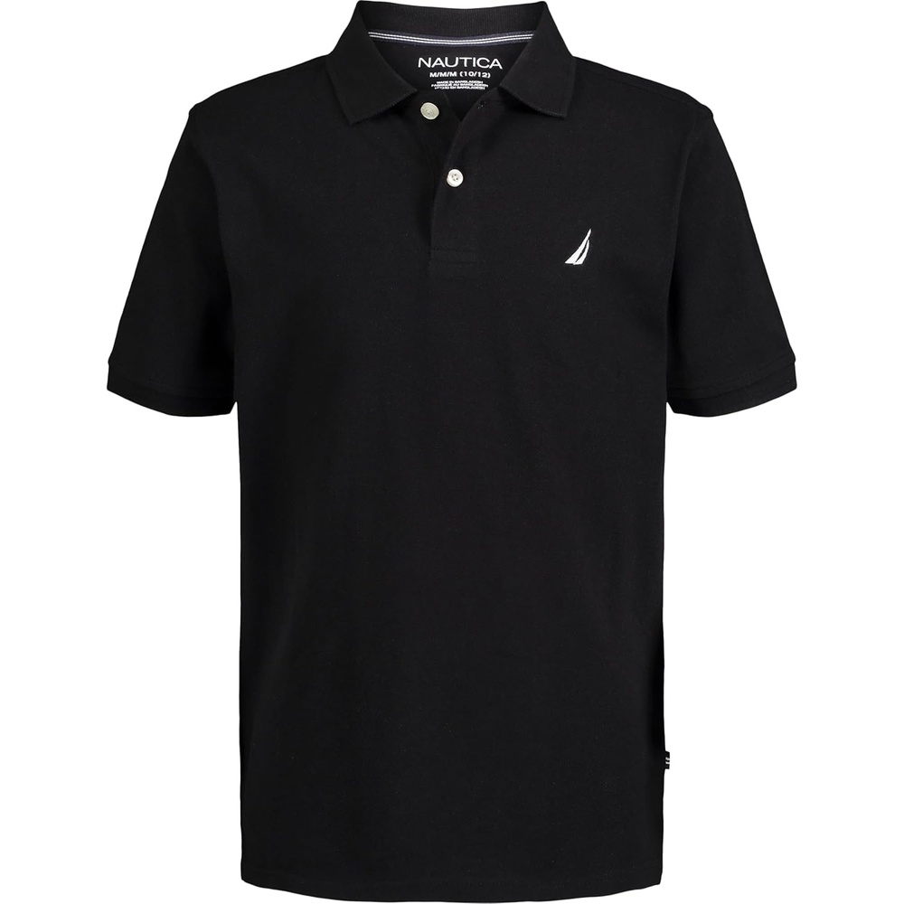 image:imageNautica Boys Short Sleeve Anchor Polo Button Closure Soft amp Comfortable Pique FabricBlack