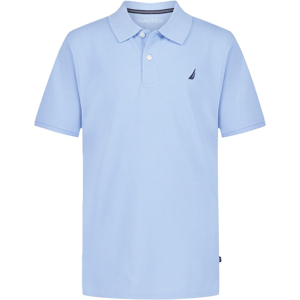 image:imageNautica Boys Short Sleeve Anchor Polo Button Closure Soft amp Comfortable Pique FabricBlue Bell