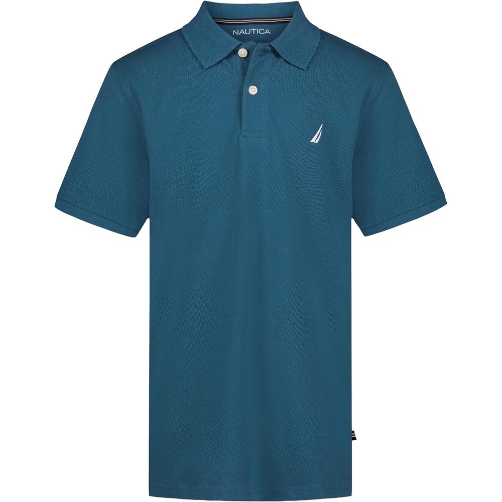 image:imageNautica Boys Short Sleeve Anchor Polo Button Closure Soft amp Comfortable Pique FabricBlue Coral