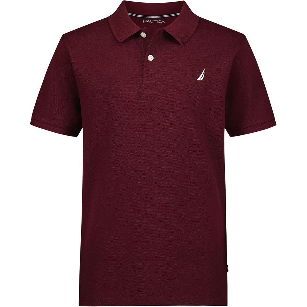 image:imageNautica Boys Short Sleeve Anchor Polo Button Closure Soft amp Comfortable Pique FabricBurgundy