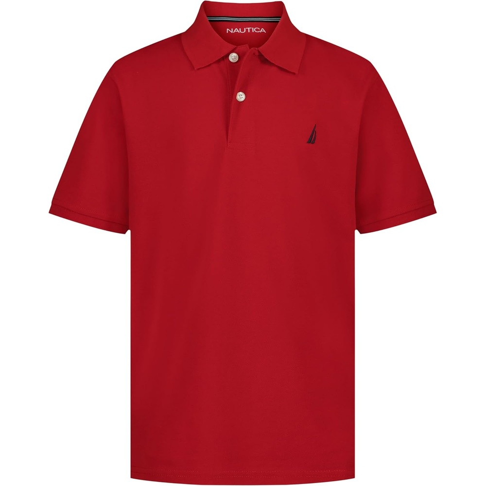 image:imageNautica Boys Short Sleeve Anchor Polo Button Closure Soft amp Comfortable Pique FabricCarmine