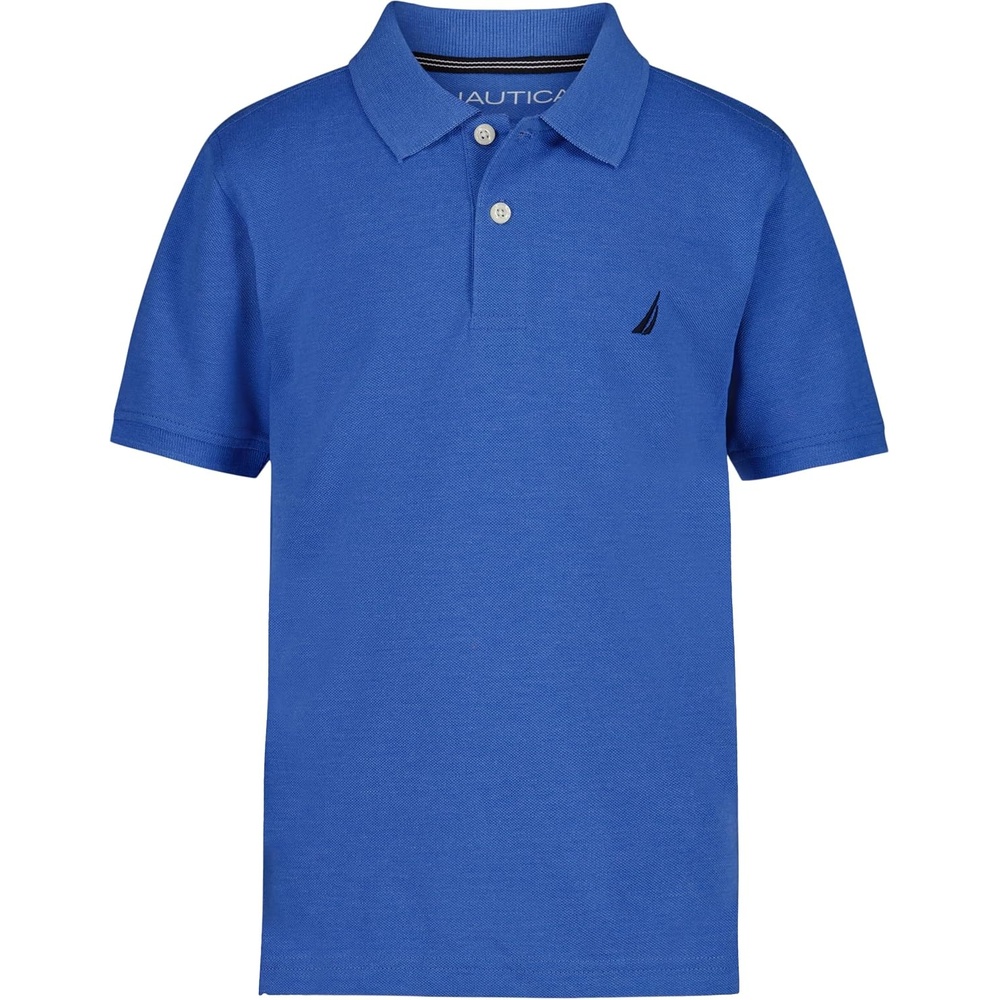image:imageNautica Boys Short Sleeve Anchor Polo Button Closure Soft amp Comfortable Pique FabricClear Skies Heather