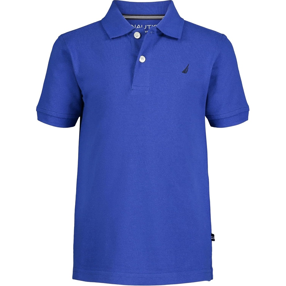 image:imageNautica Boys Short Sleeve Anchor Polo Button Closure Soft amp Comfortable Pique FabricCobalt