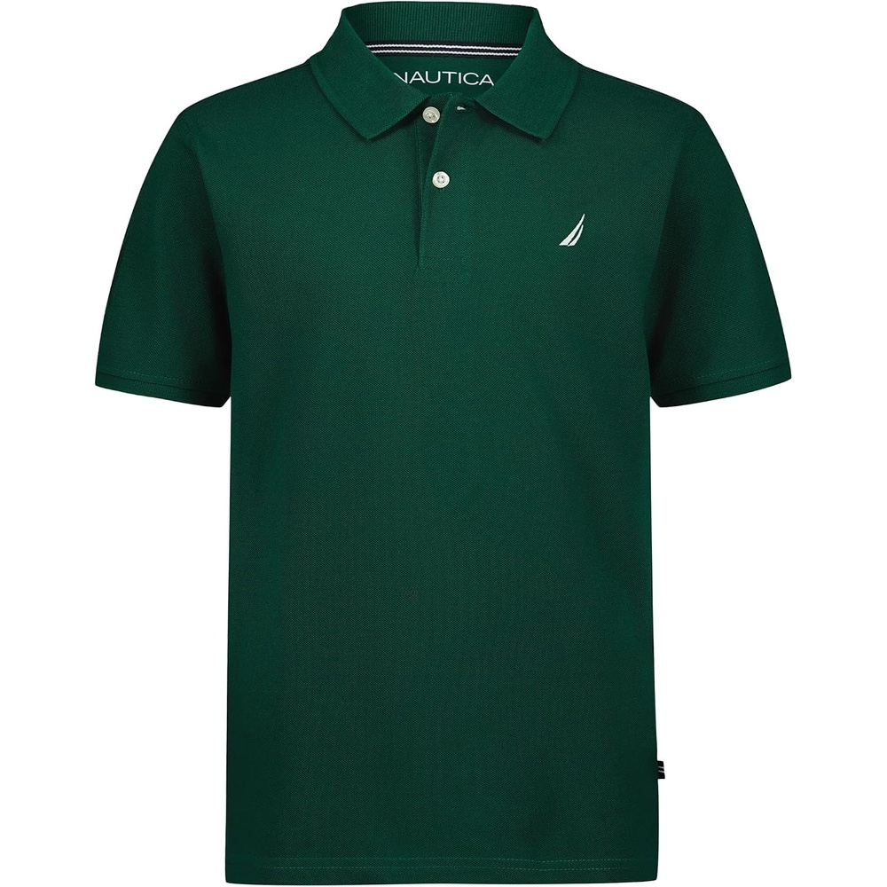 image:imageNautica Boys Short Sleeve Anchor Polo Button Closure Soft amp Comfortable Pique FabricEvergreen