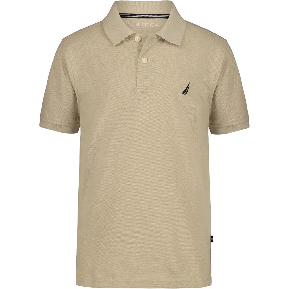 image:imageNautica Boys Short Sleeve Anchor Polo Button Closure Soft amp Comfortable Pique FabricFeather Grey Heather